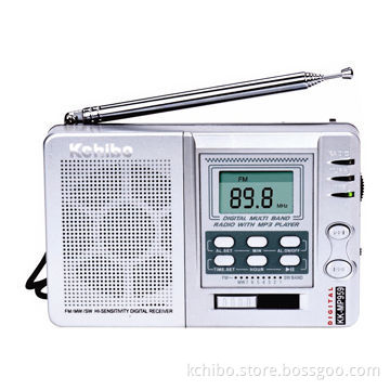 MP3 player with FM radio audio files on TF card and U disk DC jack muliband radio